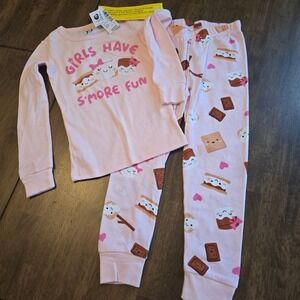 PJ Place Girls Pink Smores Pajama Set Long Sleeve Jogger 2PC Snug Fit Cotton PJ